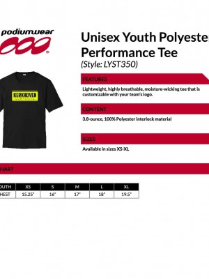 Podiumwear Unisex Youth 100% Poly Performance T-Shirt with Print