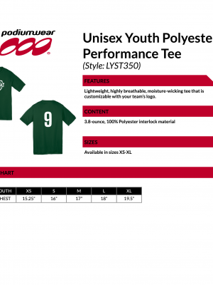 Podiumwear Unisex Youth 100% Poly Performance T-Shirt with Print