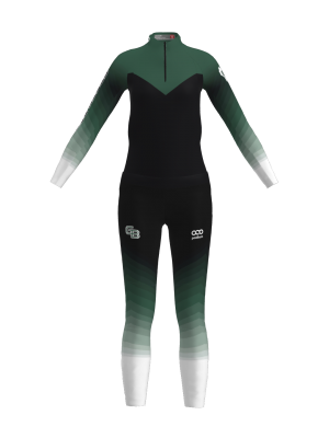 Podiumwear Women's Gold Two-Piece Race Suit (Nordic Skiing) Front View