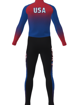 Podiumwear Unisex Silver Two-Piece Race Suit (Nordic Skiing) Back View