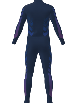 Podiumwear Unisex Silver Two-Piece Race Suit (Nordic Skiing) Back View