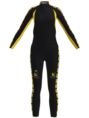 Podiumwear Women's Gold Two-Piece Race Suit (Nordic Skiing) Front View
