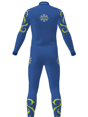 Podiumwear Unisex Silver Two-Piece Race Suit (Nordic Skiing) Back View