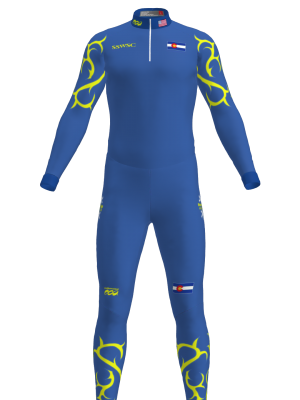Podiumwear Unisex Silver Two-Piece Race Suit (Nordic Skiing) Front View