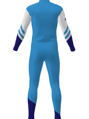 Podiumwear Unisex Silver Two-Piece Race Suit (Nordic Skiing) Back View