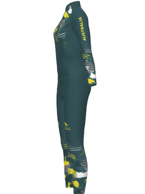Podiumwear Women's Gold Two-Piece Race Suit (Nordic Skiing) Side View