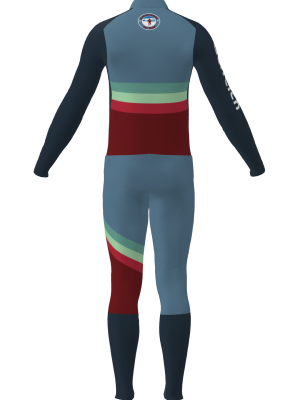 Podiumwear Men's Gold Two-Piece Race Suit (Nordic Skiing) Back View