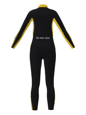 Podiumwear Women's Gold Two-Piece Race Suit (Nordic Skiing) Back View