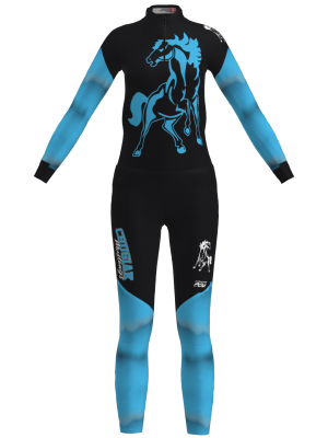 Podiumwear Women's Gold Two-Piece Race Suit (Nordic Skiing) Front View