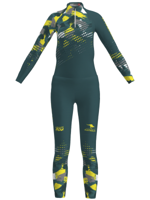 Podiumwear Women's Gold Two-Piece Race Suit (Nordic Skiing) Front View