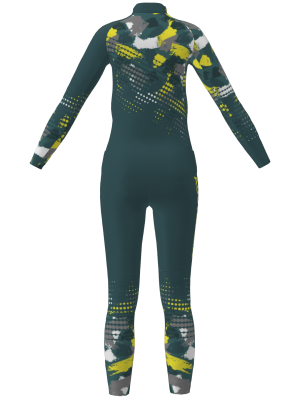 Podiumwear Women's Gold Two-Piece Race Suit (Nordic Skiing) Back View