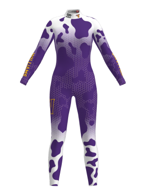 Podiumwear Women's Gold One-Piece Race Suit (Nordic Skiing) Front View