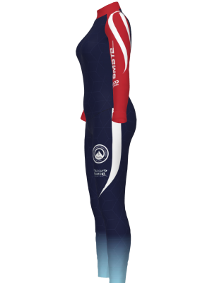 Podiumwear Women's Gold One-Piece Race Suit (Nordic Skiing) Side View