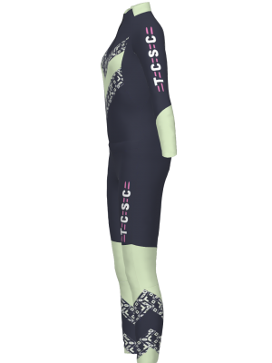 Podiumwear Women's Gold Two-Piece Race Suit (Nordic Skiing) Side View