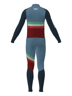 Podiumwear Men's Gold Two-Piece Race Suit (Nordic Skiing) Back View