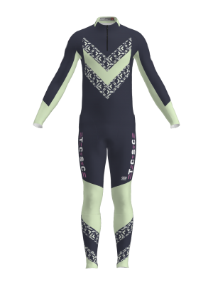 Podiumwear Men's Gold Two-Piece Race Suit (Nordic Skiing) Front View