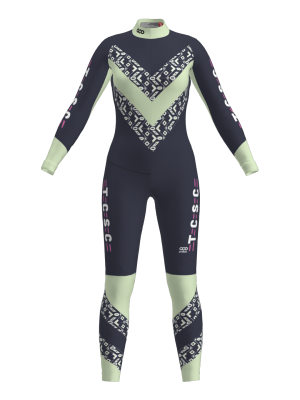 Podiumwear Women's Gold One-Piece Race Suit (Nordic Skiing) Front View
