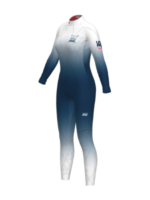 Podiumwear Women's Gold One-Piece Race Suit (Nordic Skiing) Side View