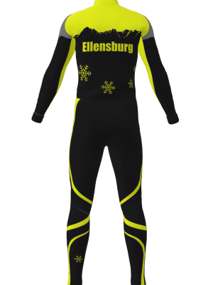 Podiumwear Unisex Silver Two-Piece Race Suit (Nordic Skiing) Back View