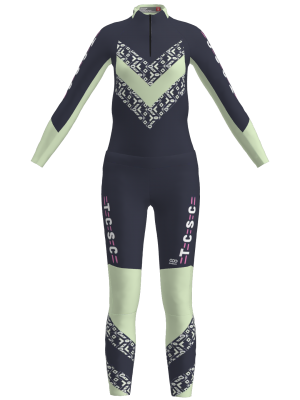 Podiumwear Women's Gold Two-Piece Race Suit (Nordic Skiing) Front View