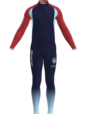 Podiumwear Men's Gold Two-Piece Race Suit (Nordic Skiing) Front View