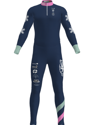 Podiumwear Unisex Silver Two-Piece Race Suit (Nordic Skiing) Front View