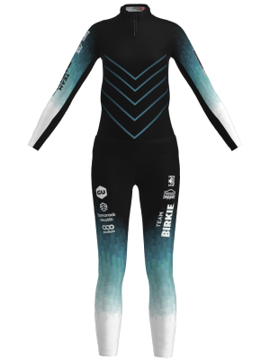 Podiumwear Women's Gold Two-Piece Race Suit (Nordic Skiing) Front View