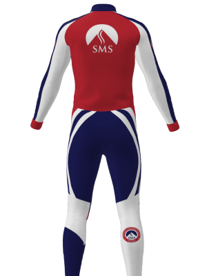 Podiumwear Unisex Silver Two-Piece Race Suit (Nordic Skiing) Back View