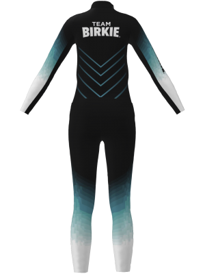 Podiumwear Women's Gold Two-Piece Race Suit (Nordic Skiing) Back View