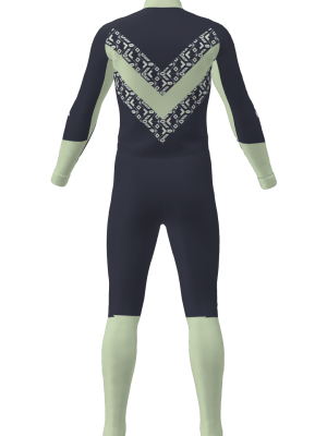 Podiumwear Unisex Silver Two-Piece Race Suit (Nordic Skiing) Back View