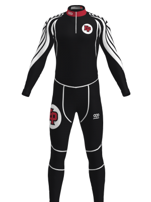 Podiumwear Unisex Silver Two-Piece Race Suit (Nordic Skiing) Front View