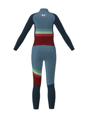 Podiumwear Women's Gold Two-Piece Race Suit (Nordic Skiing) Back View