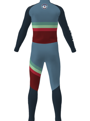 Podiumwear Unisex Silver Two-Piece Race Suit (Nordic Skiing) Back View