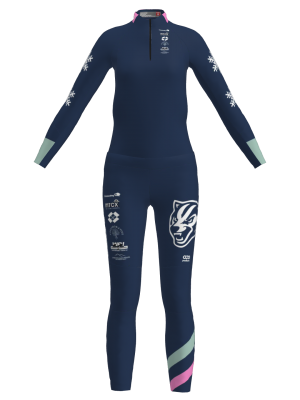 Podiumwear Women's Gold Two-Piece Race Suit (Nordic Skiing) Front View
