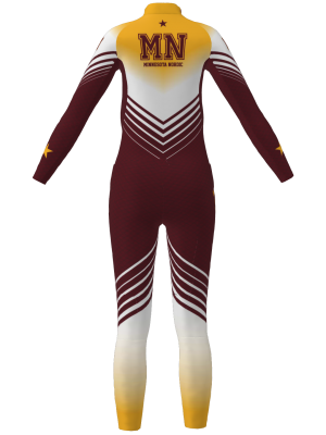Podiumwear Women's Gold Two-Piece Race Suit (Nordic Skiing) Back View