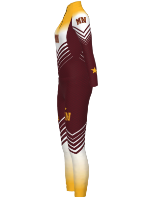 Podiumwear Women's Gold Two-Piece Race Suit (Nordic Skiing) Side View