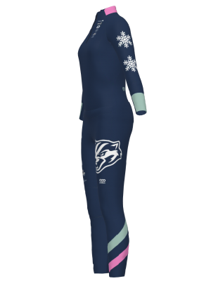 Podiumwear Women's Gold Two-Piece Race Suit (Nordic Skiing) Side View