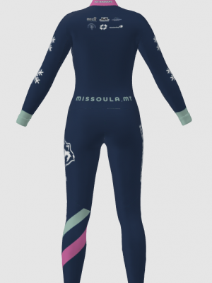 Podiumwear Women's Gold One-Piece Race Suit (Nordic Skiing) Back View