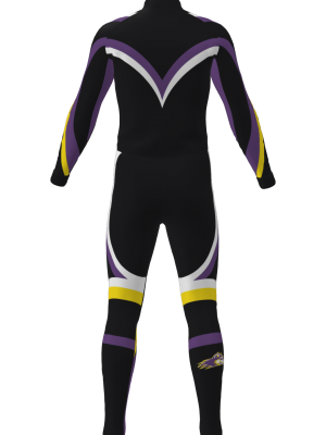 Podiumwear Unisex Silver Two-Piece Race Suit (Nordic Skiing) Back View