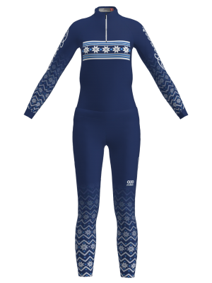 Podiumwear Women's Gold Two-Piece Race Suit (Nordic Skiing) Front View