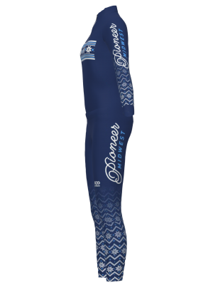 Podiumwear Women's Gold Two-Piece Race Suit (Nordic Skiing) Side View