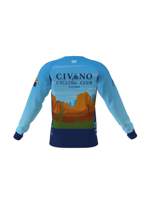 Podiumwear Unisex Silver Long Sleeve Tech Tee (Cycling) Back View