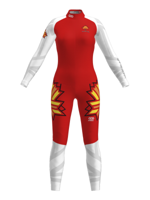 Podiumwear Women's Gold One-Piece Race Suit (Nordic Skiing) Front View