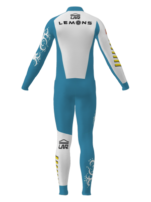 Podiumwear Men's Gold Two-Piece Race Suit (Nordic Skiing) Back View