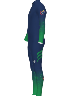 Podiumwear Men's Gold Two-Piece Race Suit (Nordic Skiing) Side View