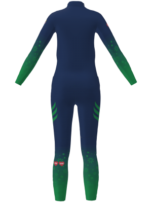 Podiumwear Women's Gold Two-Piece Race Suit (Nordic Skiing) Back View