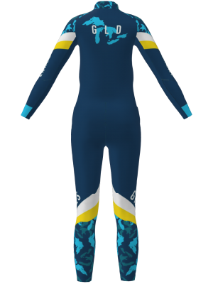 Podiumwear Women's Gold Two-Piece Race Suit (Nordic Skiing) Back View