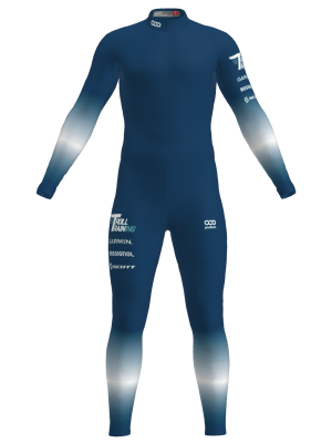 Podiumwear Unisex Gold One-Piece Race Suit (Nordic Skiing) Front View
