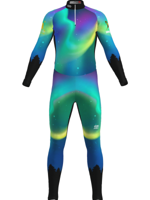 Podiumwear Unisex Silver Two-Piece Race Suit (Nordic Skiing) Front View